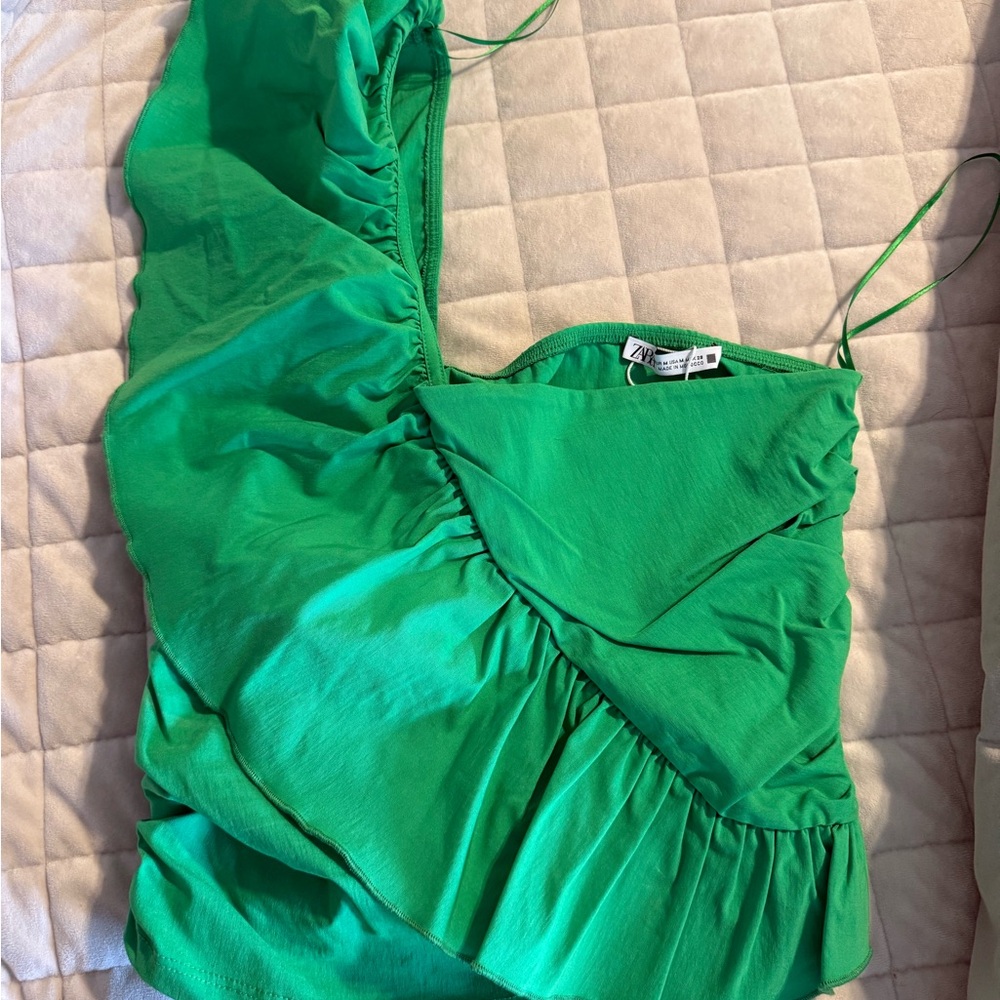 Zara Emerald Ruffle Dress
